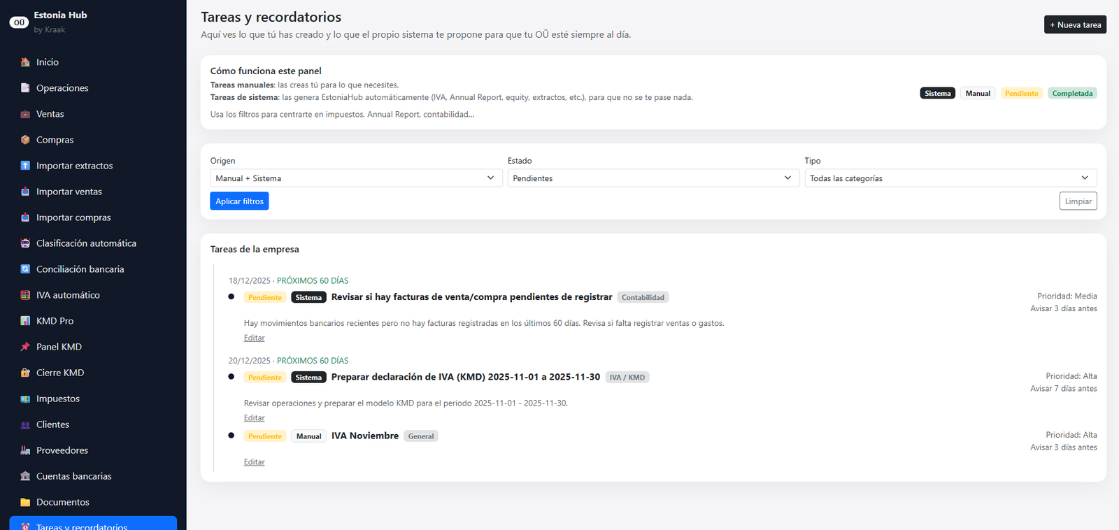Tareas y exportación en Eston-IA