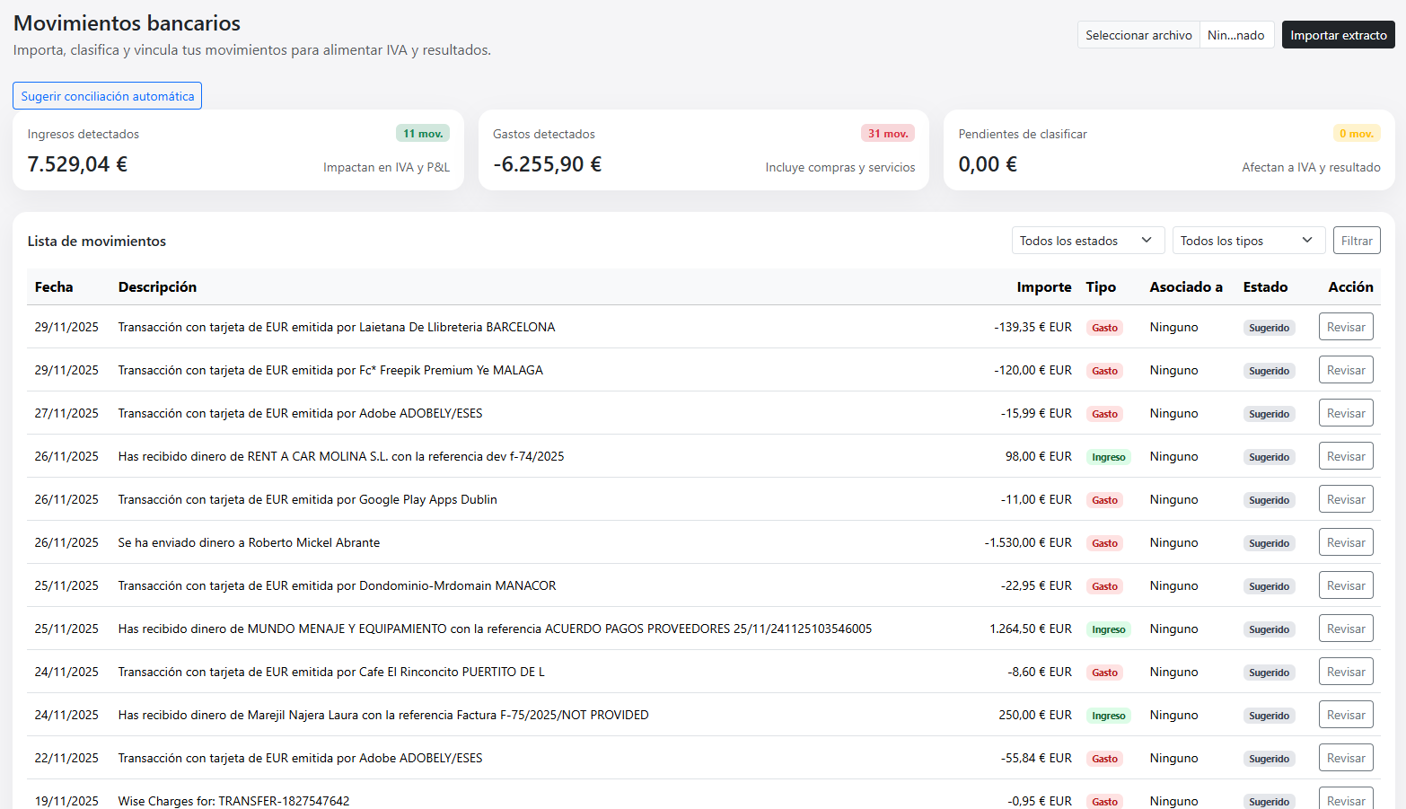 Movimientos gestionados por Eston-IA